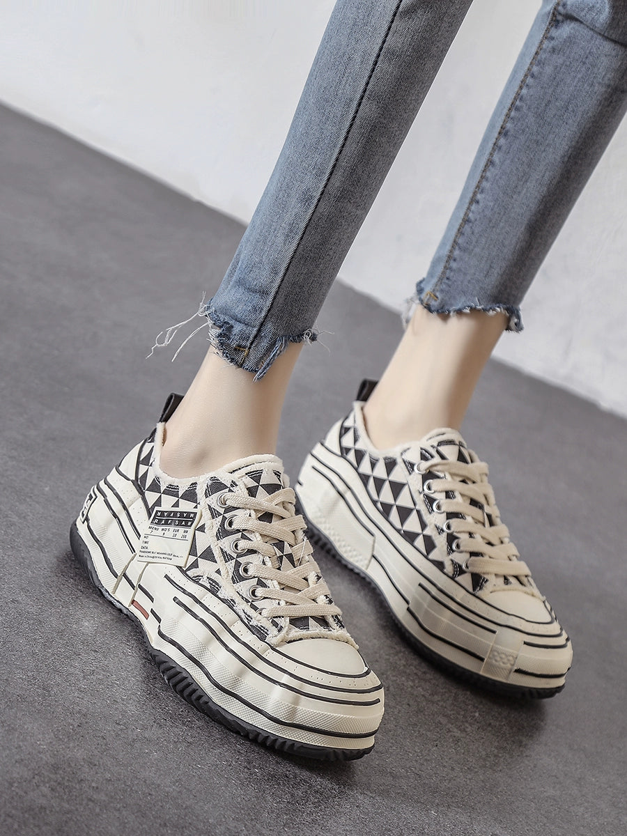 Quilted Dissolved Stylish Niche Style Beggar Canvas Shoes