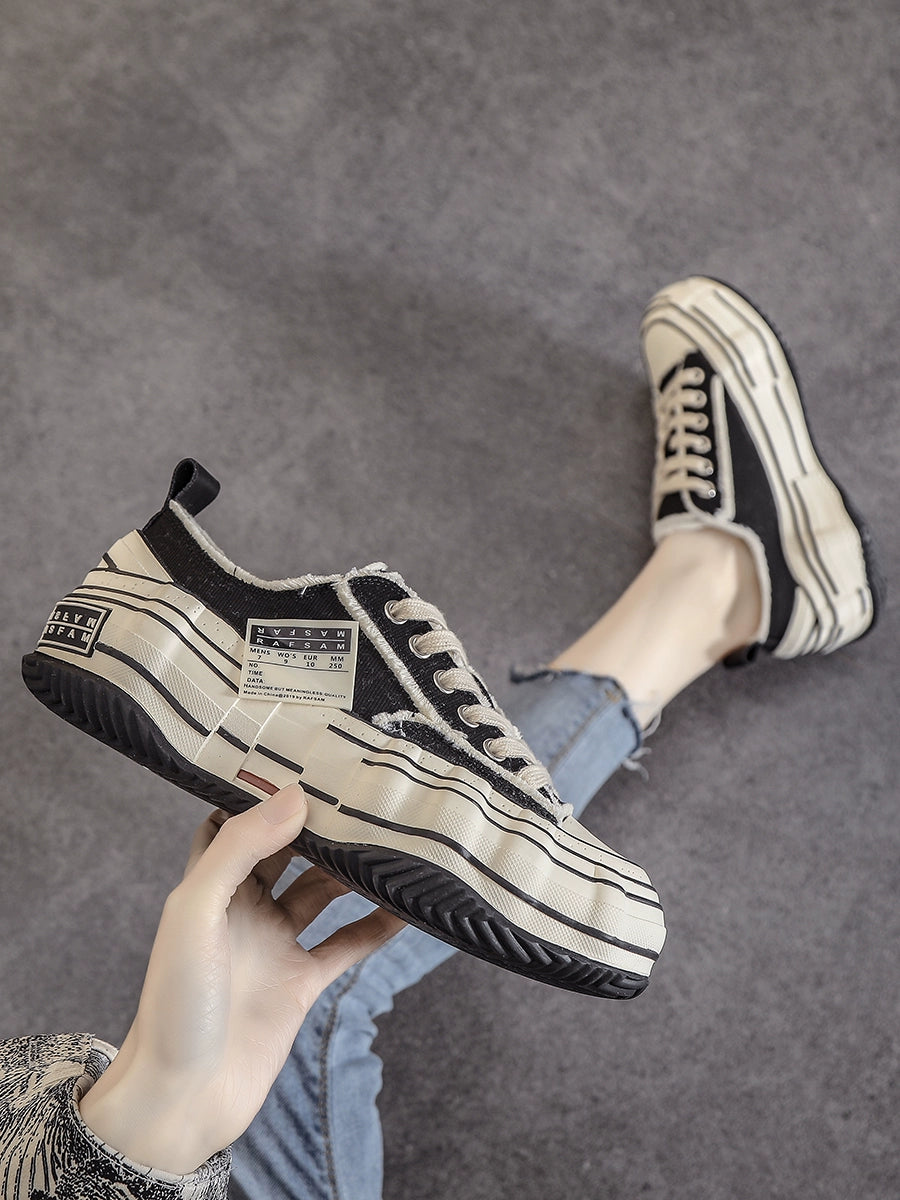 Quilted Dissolved Stylish Niche Style Beggar Canvas Shoes