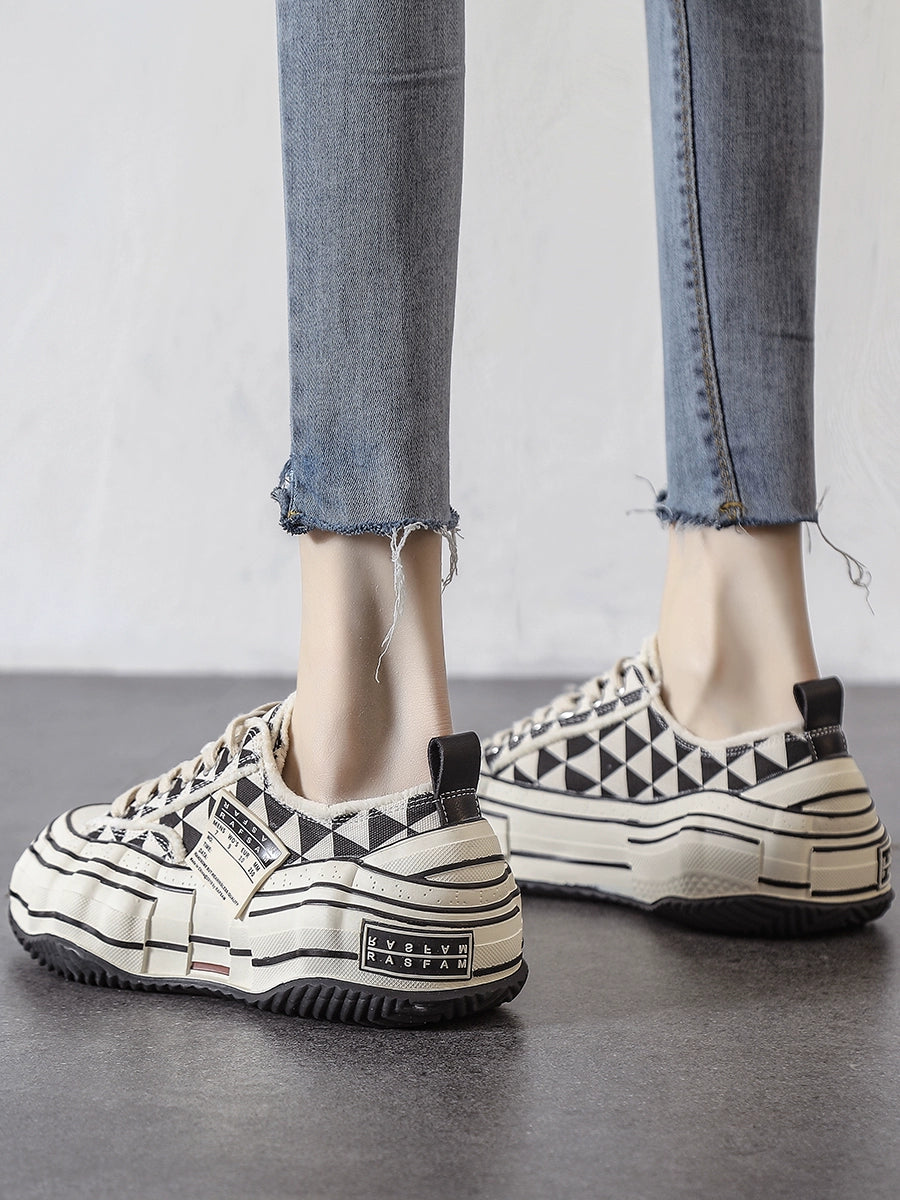 Quilted Dissolved Stylish Niche Style Beggar Canvas Shoes