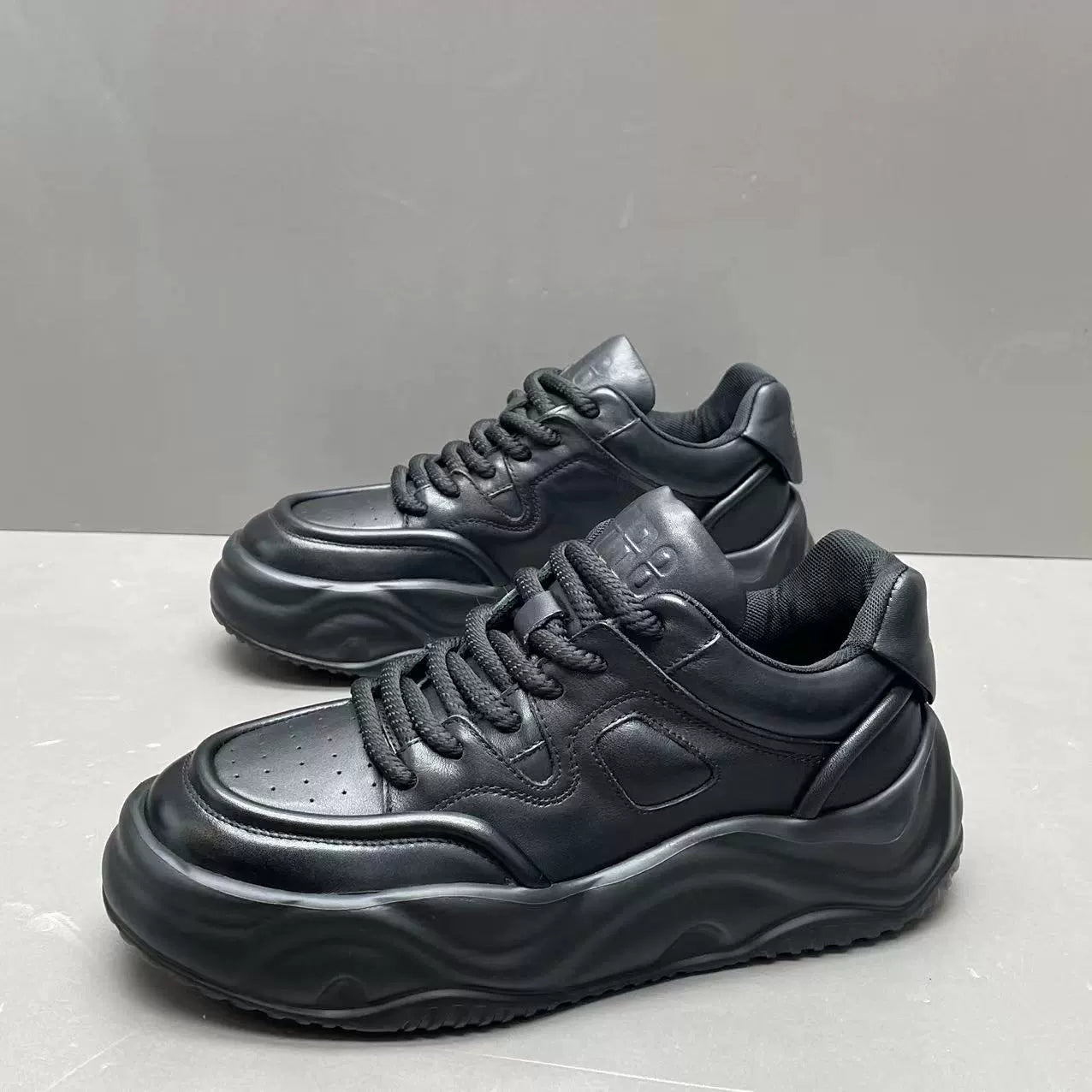 White Shoes First Layer Cowhide Platform Casual Men's Shoes