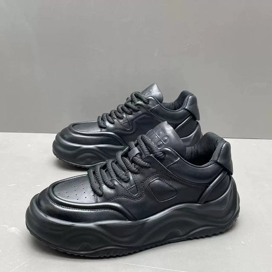 White Shoes First Layer Cowhide Platform Casual Men's Shoes
