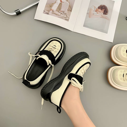 Mary Jane Canvas Shoes for Women 2022 Summer New Arrival Big Head Velcro Stylish Thick Sole Casual Elevator Shoes Women