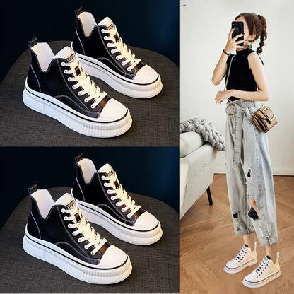 Spring White Shoes Women's Shoes 2024 New Arrival Women's Shoes Spring and Autumn All-Match Best-Selling Leisure Board Shoes Authentic Leather High-Top Shoes