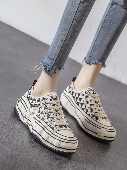Quilted Dissolved Stylish Niche Style Beggar Canvas Shoes