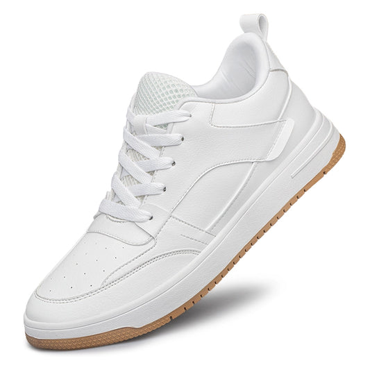 Zemai Pure Color Zhongbang Board Shoes Sneaker Invisible Height Increasing 8cm Spring & Fall Lace up round Toe Abrasion Resistant Casual Elevator Shoes