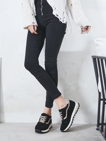 Easiest for Match Casual Shoes Ins Trendy Dad Shoes Women's Shoes 2023 New Single Layer Shoes Hidden Heel Women's Shoes Autumn and Winter Sports Shoes