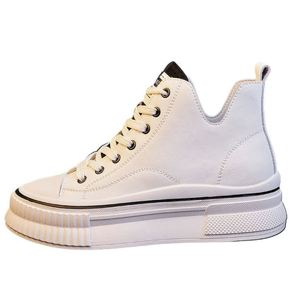 Spring White Shoes Women's Shoes 2024 New Arrival Women's Shoes Spring and Autumn All-Match Best-Selling Leisure Board Shoes Authentic Leather High-Top Shoes