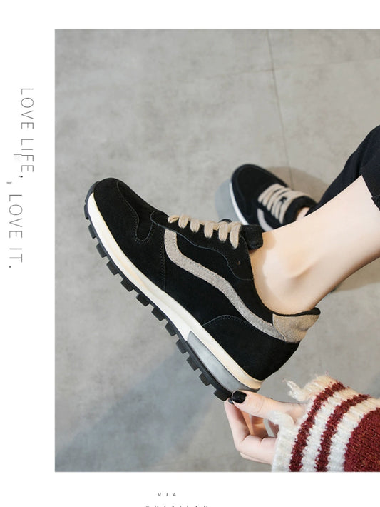 Easiest for Match Casual Shoes Ins Trendy Dad Shoes Women's Shoes 2023 New Single Layer Shoes Hidden Heel Women's Shoes Autumn and Winter Sports Shoes