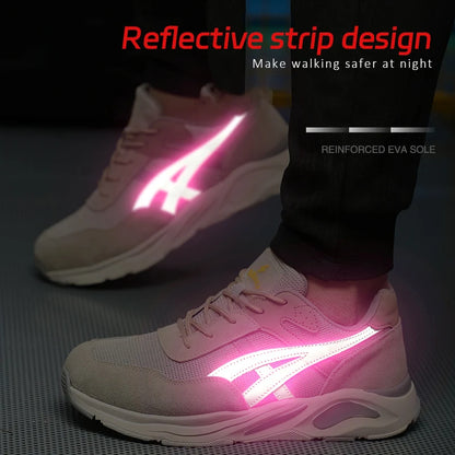 2024 New Steel Toe Safety Shoes Men Women Safety Work Shoes Mesh Breathable Boots Men Anti-puncture Safety Indestructible Shoes