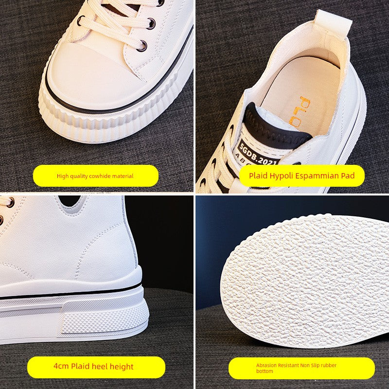 Spring White Shoes Women's Shoes 2024 New Arrival Women's Shoes Spring and Autumn All-Match Best-Selling Leisure Board Shoes Authentic Leather High-Top Shoes