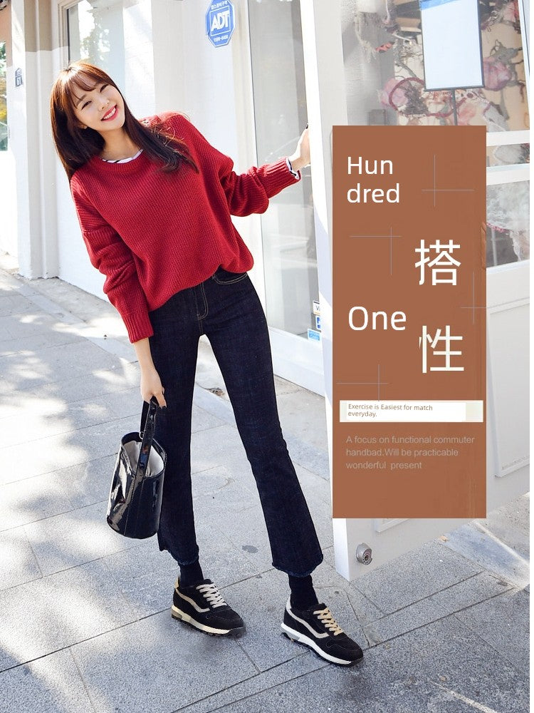 Easiest for Match Casual Shoes Ins Trendy Dad Shoes Women's Shoes 2023 New Single Layer Shoes Hidden Heel Women's Shoes Autumn and Winter Sports Shoes