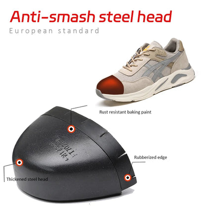 2024 New Steel Toe Safety Shoes Men Women Safety Work Shoes Mesh Breathable Boots Men Anti-puncture Safety Indestructible Shoes